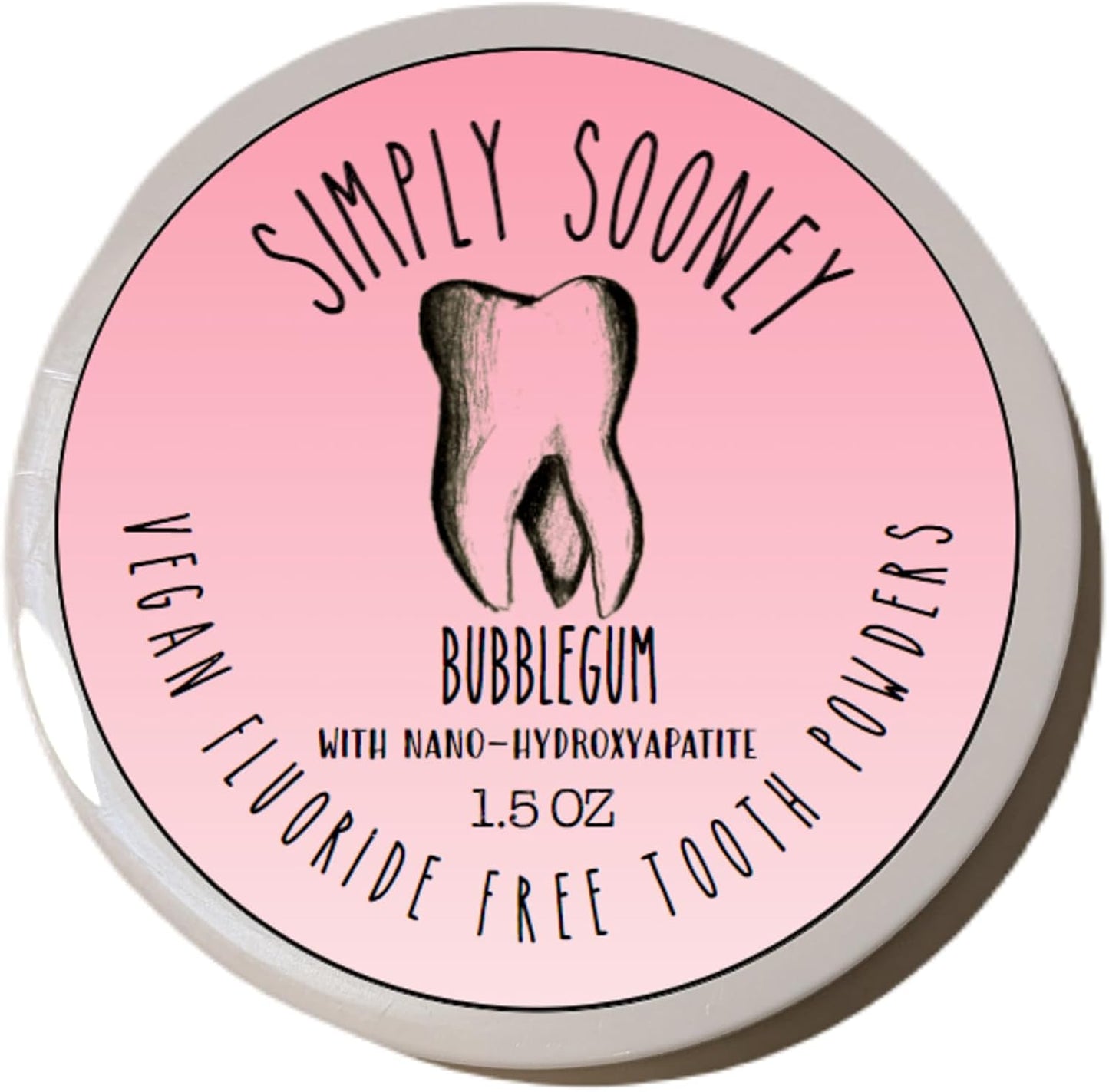 Simply Sooney Remineralizing Vegan Mineral Toothpaste Powder I Bubblegum Nano-hydroxyapatite Formula for Kids and Adults I Natural Whitening I Stronger Teeth 1.5oz (1.5 oz jar)