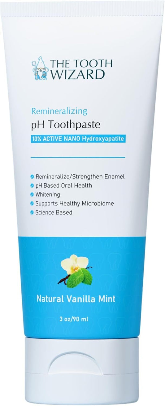 pH Balancing Toothpaste | Natural Vanilla Mint Flavor | Fluoride-Free | SLS-Free | Gentle Whitening | Supports Healthy Oral Microbiome | 3 oz
