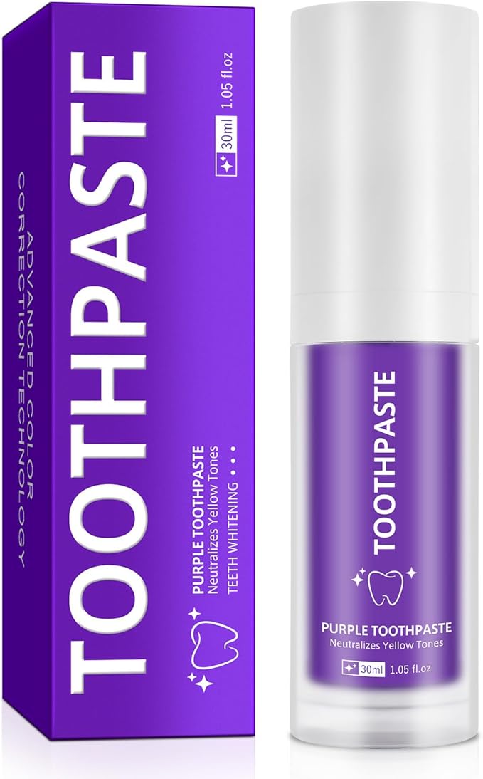 Purple Toothpaste, Teeth Whitening Colour Corrector Toothpaste for Teeth Whitening, Color Correcting Technology, Natural Removal Surface Stain