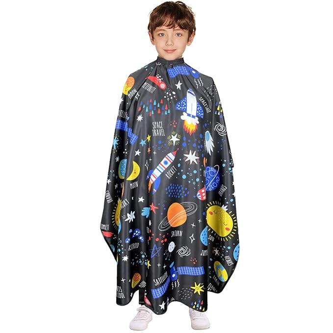 Barber Capes for Kids Hair Cutting Cape Salon Hairdressing Cape for Boys Girls Waterproof & Light Weight & Machine Washable - 39”× 51”(Galaxy Pattern)