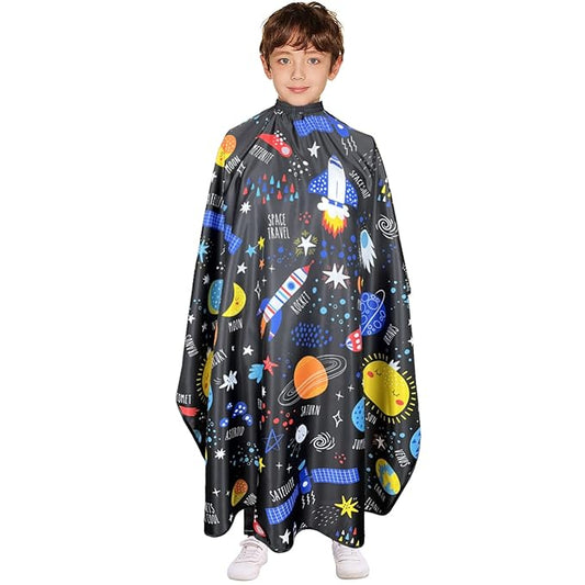 Barber Capes for Kids Hair Cutting Cape Salon Hairdressing Cape for Boys Girls Waterproof & Light Weight & Machine Washable - 39”× 51”(Galaxy Pattern)