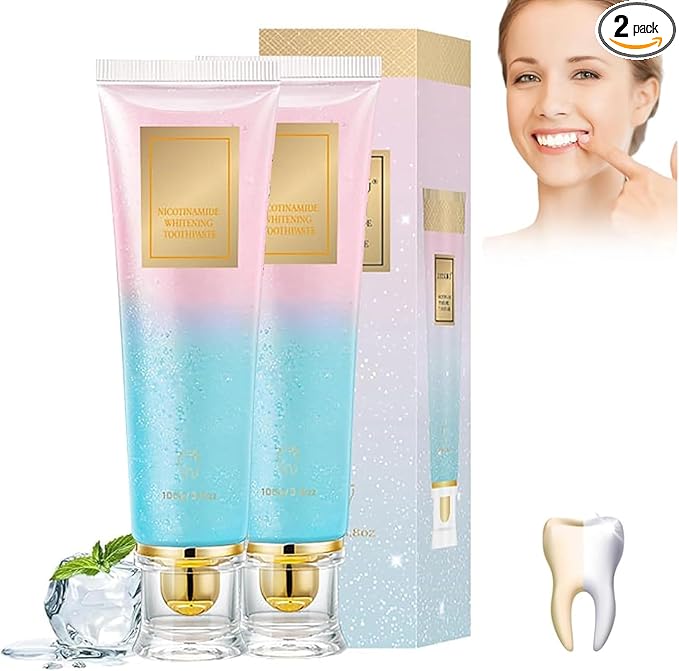 2-Pack Niacinamide Whitening Toothpaste| Fresh Breath Toothpaste | Stain Removal Formula with Activated Charcoal |for Coffee/Smokers,Deep Gentle Cleaning Tooth Paste, Boosting Gum Health