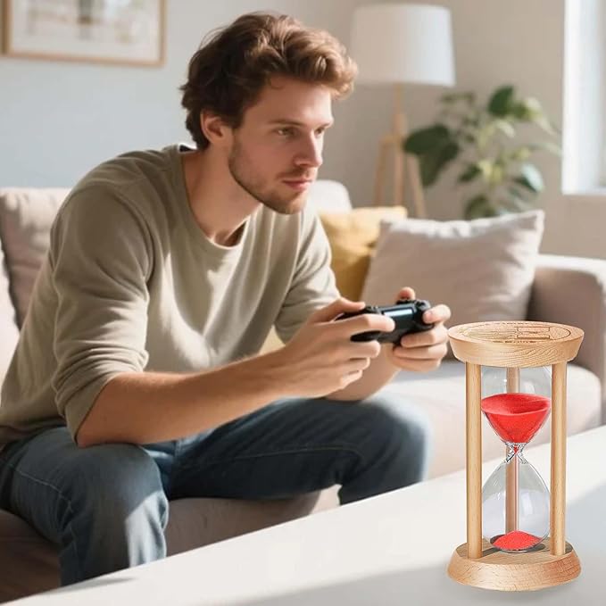 SuLiao Wooden Sand Timer 10 Minute Hourglass, Wood Blue Sand Clock, Small Watch 10 Min Timer, Hour Glass Sandglass for Home, Reloj De Arena, Office, Decorative, Game, Classroom