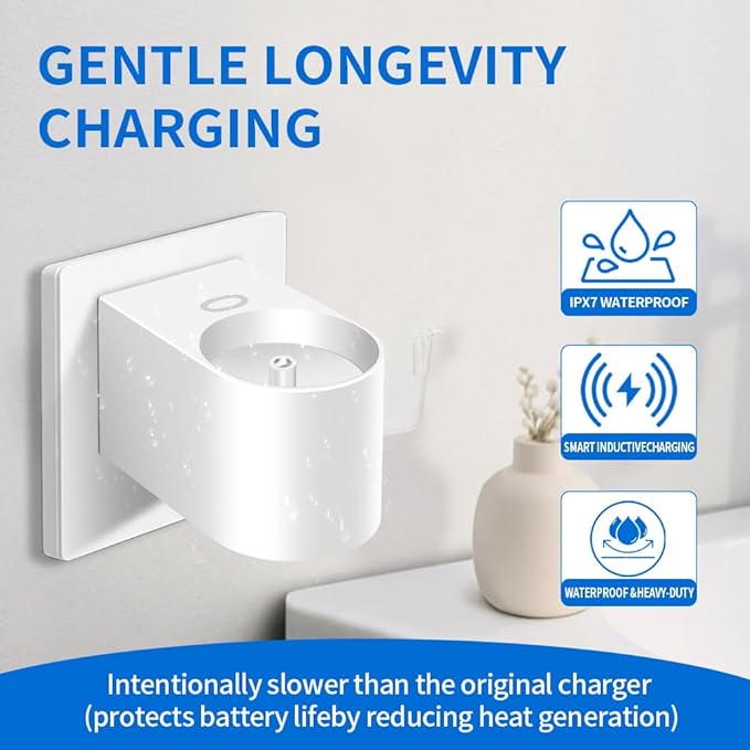 2 in 1 Charger for Philips Sonicare Electric Toothbrush, Convertible Wired Charger for HX3000 HX6000 HX6100 HX8000 HX9000 Series, Wireless/Wired Charging & 360° Rotatable Plug