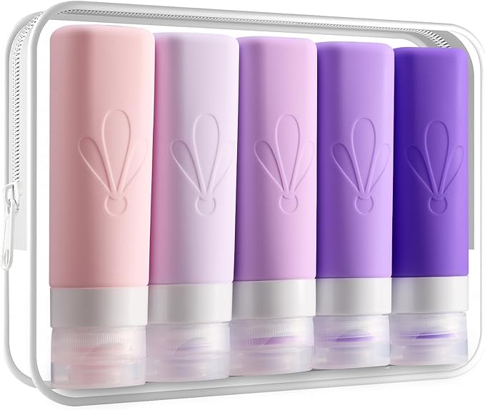 INSFIT Travel Bottles for Toiletries, TSA Approved 3oz Travel Size Containers, BPA Free Leak Proof Squeezable Silicone Tubes for Shampoo Conditioner Lotion Soap with Labels