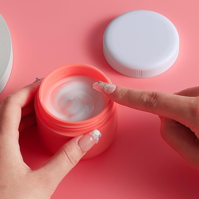 Travel Containers for Toiletries, Silicone Cream Jars BPA-Free, Leak-proof 3oz Travel Size Containers, Portable Size Silicone Jars with Lid for Cosmetic Face Hand Body Cream (4 Pack)