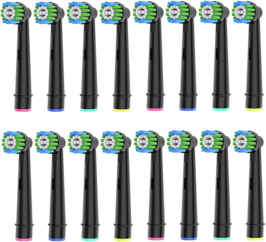 16pcs Precision Toothbrush Heads Compatible with Oral B Electric Toothbrushes, Black