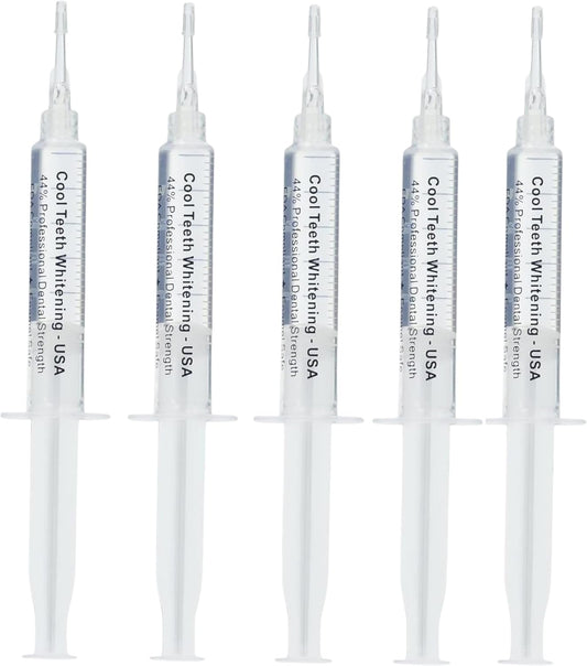 Teeth Whitening Gel for Trays - Professional Strength 44% Carbamide Peroxide, 5 Syringes (50 Treatments) + 2 Trays – Enamel Safe, Removes Coffee & Other Stains