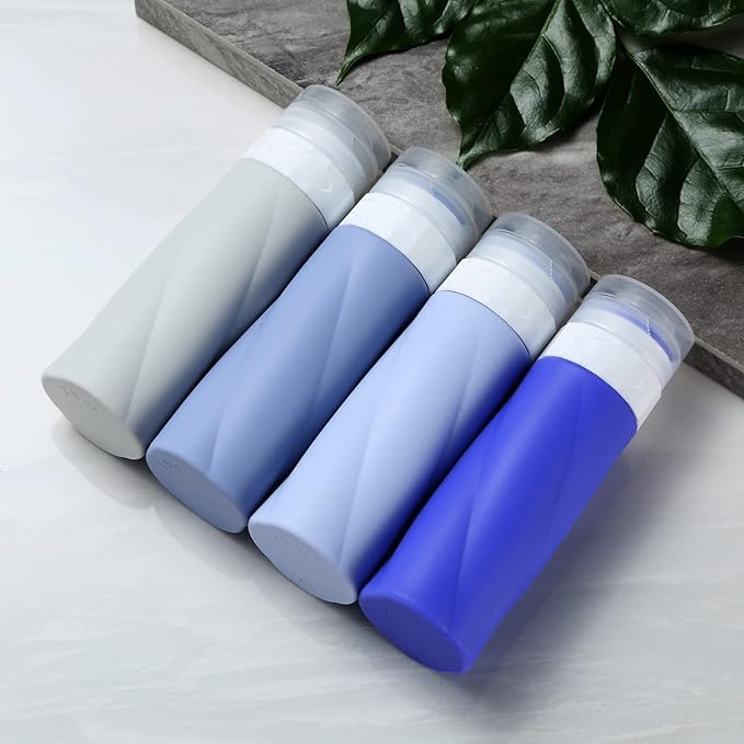 Gemice Travel Bottles for Toiletries, 3oz Tsa Approved Travel Size Containers BPA Free Leak Proof Travel Tubes Refillable Liquid Travel Accessories with Clear Toiletry Bag (4 Pack)