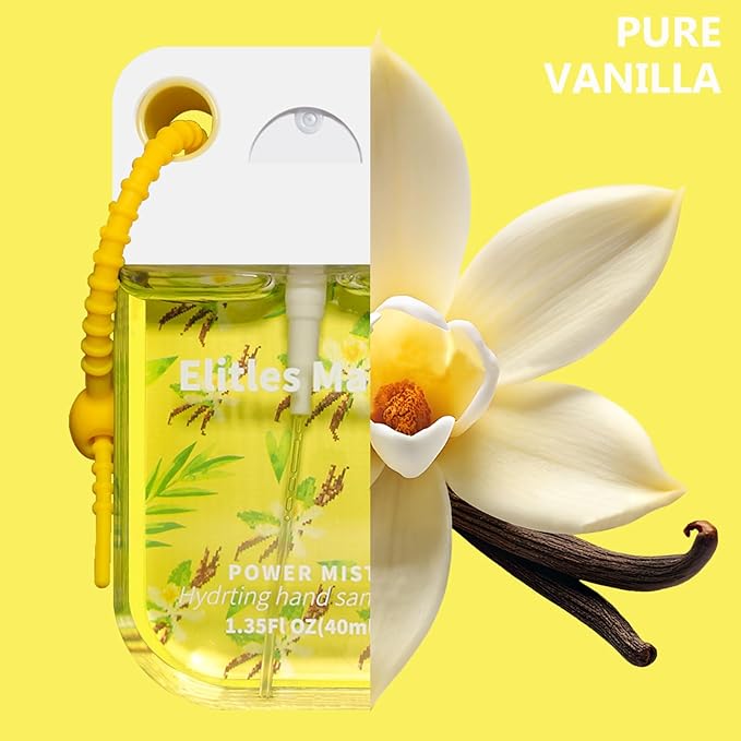 Hand Sanitizer Spray, 5Pack Spray Hand Sanitizer Travel Size With Keychain, Hydrating for Kids Christmas Gifts,1.35FL.OZ(Watermelon,Lemon,Lavender,Vanilla,Ocean