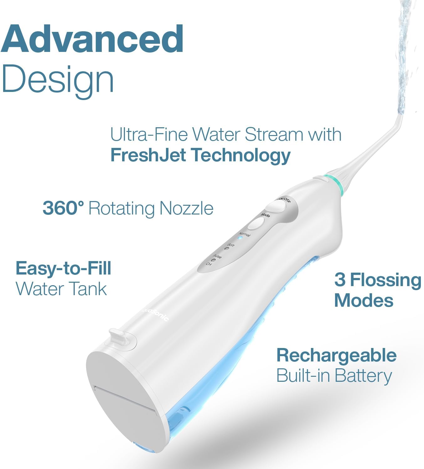 AquaSonic Water Flosser - Cordless Rechargeable Water Flossers for Teeth Cleaning - Waterproof Aqua Flosser, Portable Oral Irrigator for Dental Cleaning with 5 Jet Tips – Braces Home Travel.
