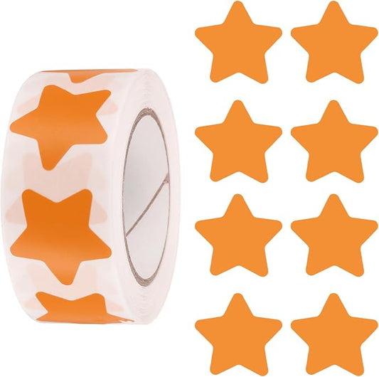 PATIKIL Star Stickers Roll 1 Inch(25mm), 500pcs Reusable Self-Adhesive Star Labels for Reward Behavior Chart Teachers Business Decorating Wedding DIY Crafts, Orange
