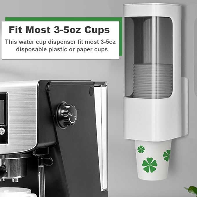 Cup Dispenser, Pull Type Water Cooler Cup Holder Fit 3oz-5oz Disposable Paper Plastic Cups, Wall Mount Bathroom Mouthwash Cups Dispenser with Paste for Home Office Hospital (Grey)