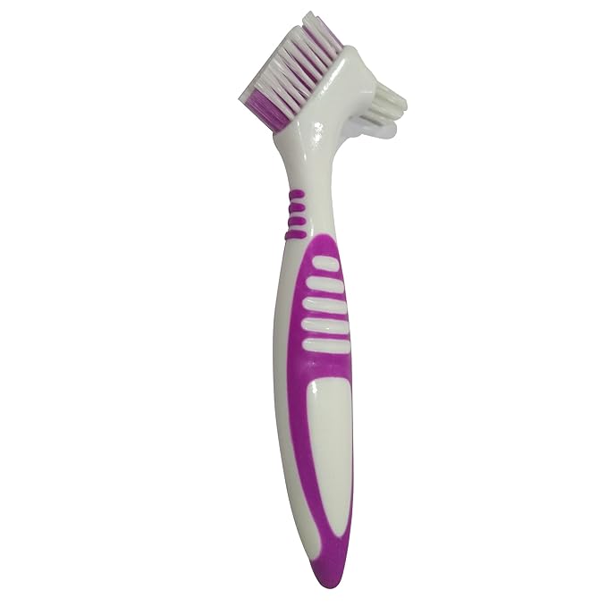 2-Pack Denture Cleaning Brush Set- Hygiene Denture Cleaner Set for Denture Care- Top Denture Cleanser Tool w/ Multi-Layered Bristles & Rubber Handle