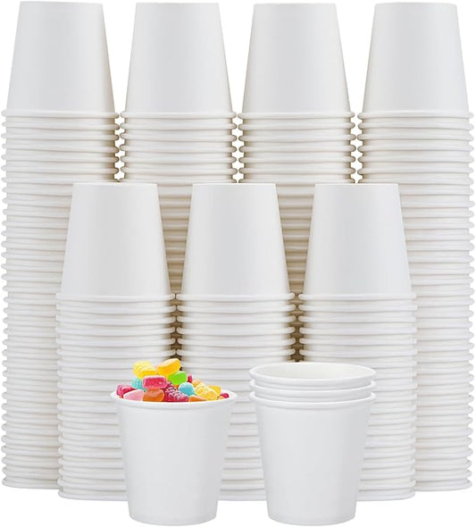 [300 Pack 3 oz Paper Cups White, Small Mouthwash Cups 3 OZ, Mini Disposable Bathroom Cups, Paper Cups 3 Ounce for Bathroom, Supermarket, Birthday Party, Travel, Events, Picnic, BBQ