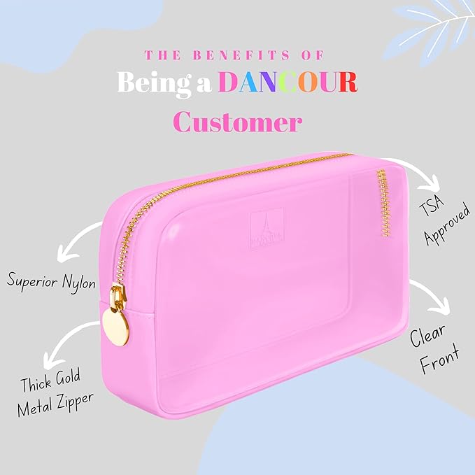 Small Clear Makeup Bag – Mini Cosmetic Pouch for Purse, Light Pink Travel Bag, Compact Clear Pouch for Cosmetics, Mini Purse Organizer