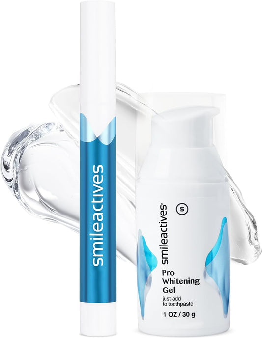 Smileactives Teeth Whitening Kit, Complete at Home Teeth Whitening Treatment, Travel Size Tooth Whitening, Stain Remover for White Teeth, Contains Clinical-Grade Hydrogen Peroxide, 30 Day Kit