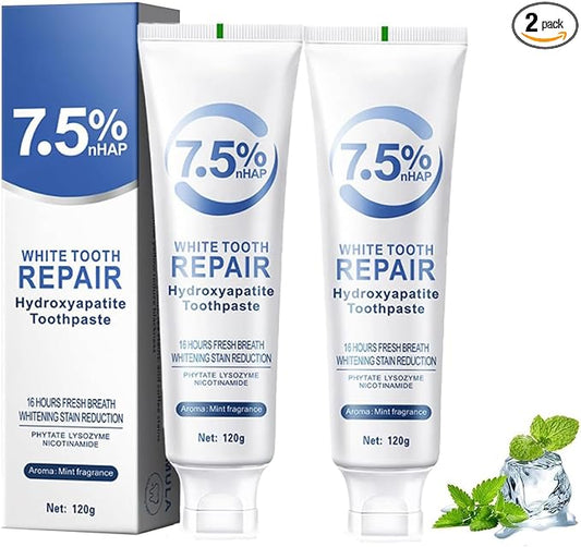 2Pcs Hydroxyapatite Toothpastes, Hydroxyapatite Toothpastes for Enamel Protection and Tooth Strengthening, Gentle Mint, Fresh Breath, Daily Use for Oral Health, 4.23oz