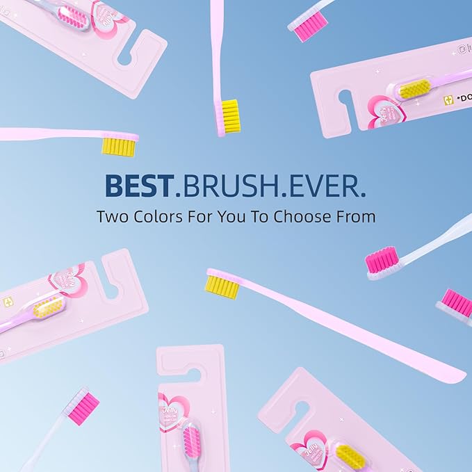 PBT Bamboo Charcoal Toothbrush for Sensitive Gums - 20K Ultra-Soft Wave Bristles for Gentle Cleaning (2-Pack)