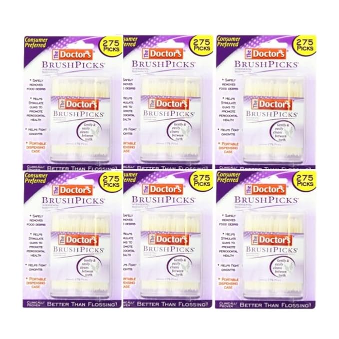 The Doctor's BrushPicks Interdental Toothpicks, 275 Count (Pack of 6)
