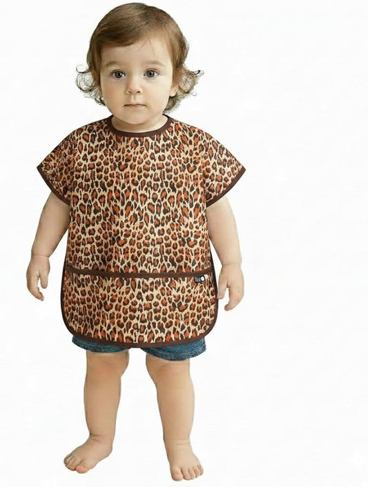 Short Sleeve Waterproof Bib for Toddlers – Easy Clean Feeding Apron for Mealtime, Daycare, Self-Feeding, Lightweight