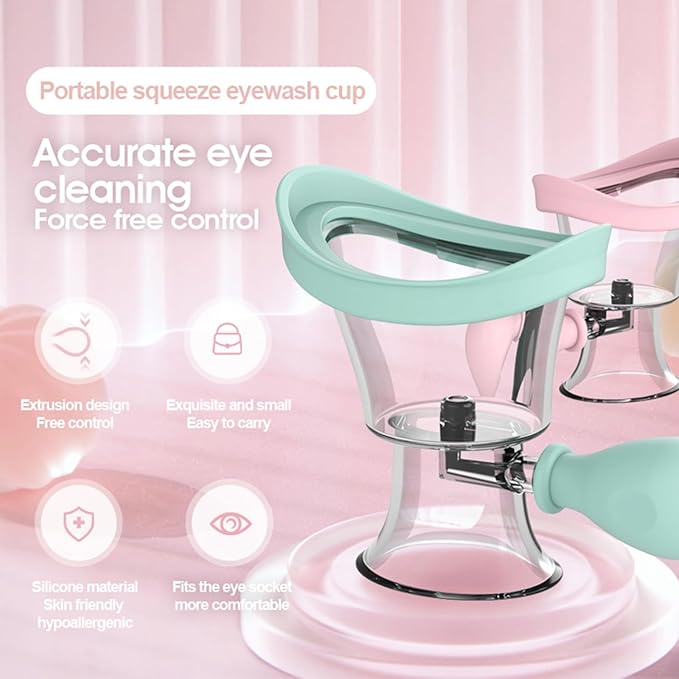 Eye Wash Cup, Eye Wash Kit - Silicone Manual Air Pressure Eye Cleaning Cup for Eye Rinse, Portable Eye Care Tool for Quick Relief from Tired Eyes, Cleaning Eye Dust, Makeup Irritants(Blue)