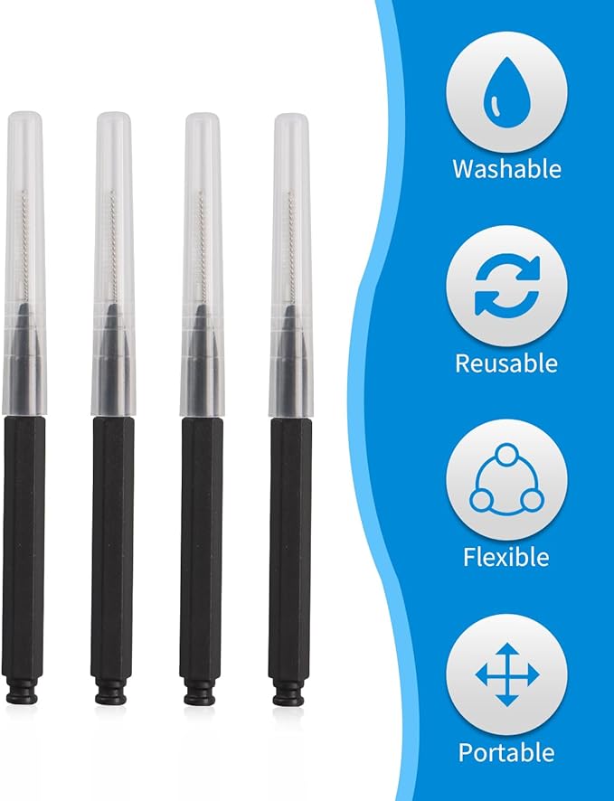 Interdental Brushes, 80 Pieces Braces Brush Between Teeth, Toothpicks Floss Picks for Braces, Dental Flosser Head for Tooth Oral Cleaning Tools, Black