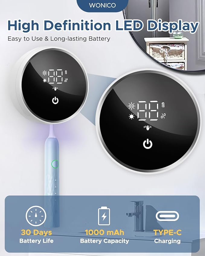 Toothbrush Holders for Bathroom, WONICO Toothbrush Sanitizer Holder, Tooth Brush Wall-Mounted Cleaner Organizer with Auto-Inductive Cover, Air Drying Fits Most Electric, Manual and Kids’ Toothbrushes