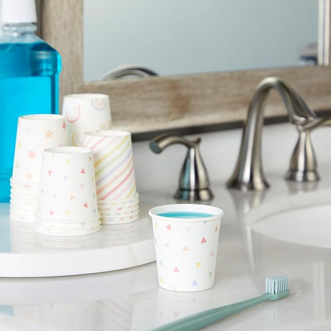 Sparkle and Bash 100 Pack 4 Oz Mini Disposable Paper Cups for Espresso, Mouthwash, Tea, Coffee - Rainbow