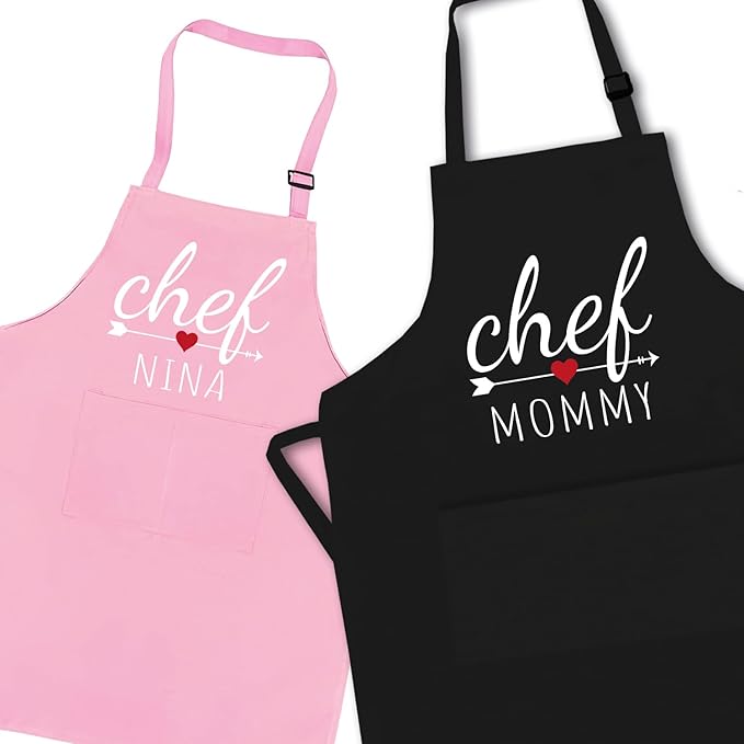 Personalized Kids Apron For Cooking, Toddler Apron for Girls and Boys, Chef Aprons For Women, Christmas Gift For Kids, Christmas Gifts for Mom