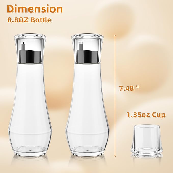 VITVITI Glass Mouthwash Dispenser for Bathroom, 8.8OZ Mouth Wash Container Bottle with Lid Cup, Small Clear Refillable Mouthwash Dispenser Decanter for Countertop, Black