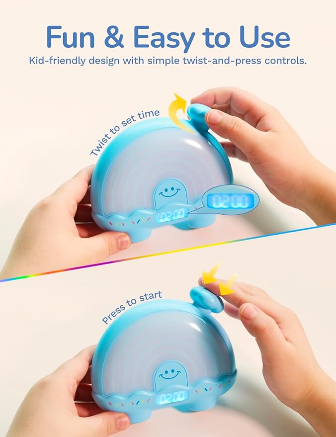 Timer Pal Rainbow Timer for Kids, Visual Timer for Kids with Night Light, Color-Changing Magnetic Visual Timer for Classroom/Calming Corner/Home (Blue)