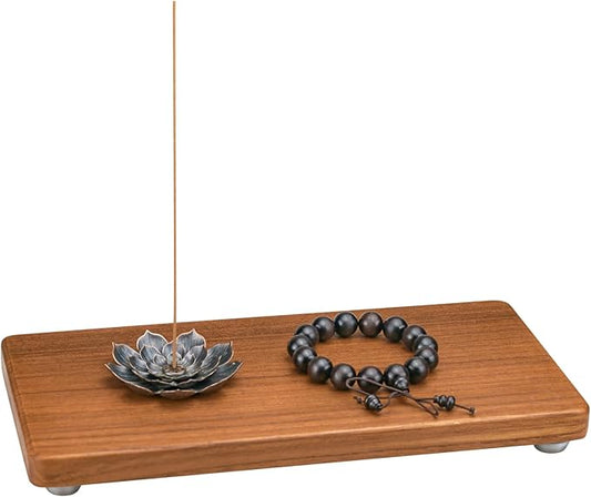 12.6"x6" Solid Teak Wood Riser & Tray - Farmhouse Organizer with Non-Slip Base | Rustic Bathroom & Kitchen Tray for Countertop, Sink Decor | Natural Finish Pedestal Stand (Neutral Home Decor)