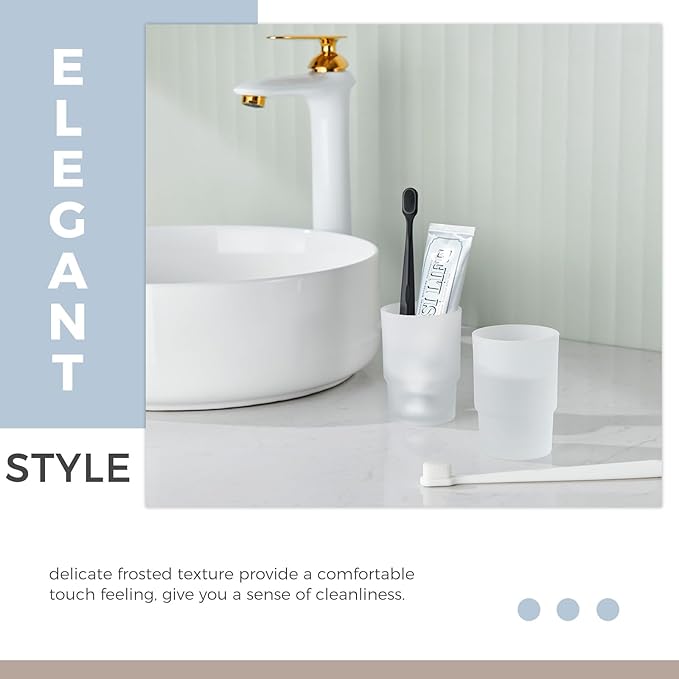 Glass Tumbler Cap 2 Pack, Aomasi Frosted Bathroom Rinsing and Mouthwash Cup, Toothbrush & Toothpaste Holder & Drinking for Glassware