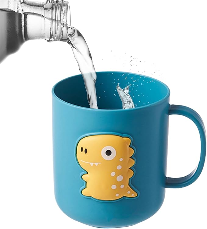 Bathroom Toothbrush Holder - Dinosaur Design Cup, Portable Drinking Mug, Child Friendly Design with Leak Proof Lid, Toothbrush and Cup Set, for Kids Boys Girls Toddler Home Kitchen Bathroom