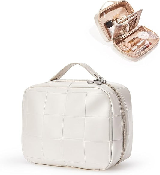 EACHY Travel Makeup Bag,Large Capacity Cosmetic Bags for Women,Waterproof Portable Pouch Open Flat Toiletry Bag Pattern Makeup Bag