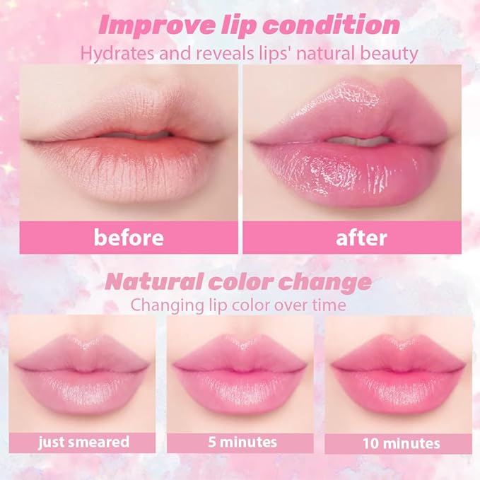 BINGBRUSH PH Color Changing Lipstick – Jelly Flower Lip Balm, Temperature-Activated Moisturizing Lip Tint, Long-Lasting Crystal Clear Lipstick for Women, Natural Glow & Hydration (02# Blue Fairy)