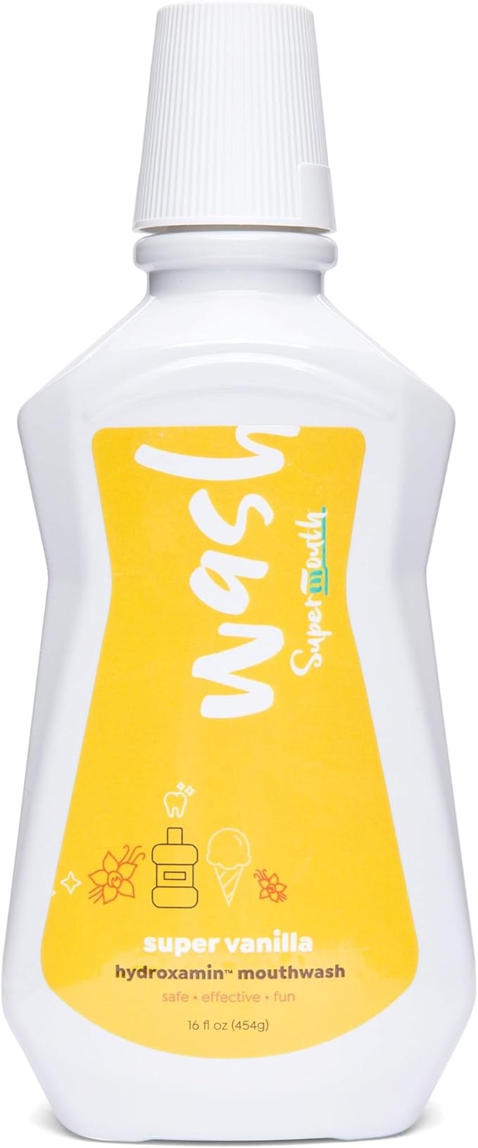 SuperMouth® Fluoride-Free Mouthwash – Nano-Hydroxyapatite, Vitamins D3 & K2, Prebiotics, Alkaline pH 8.5, Alcohol-Free, Freshens Breath, Safe Clean Ingredients, 4 Flavor Options