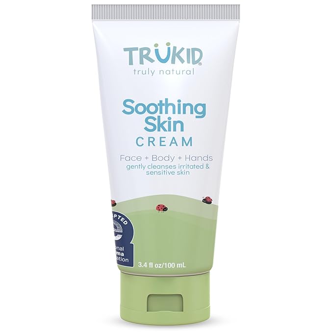 TruKid Natural Eczema Cream for Kids, Toddlers & Babies, NEA-Accepted for Eczema, Safe for Sensitive Skin on Face, Body, & Hands, Unscented, Hydrates & Moisturizes Irritated & Itchy Skin, 3.4oz
