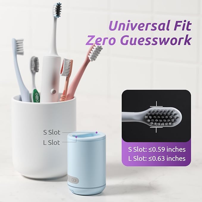 UV Toothbrush Holders Travel, Unique Upright Toothbrush Travel Case, Suitable for Any Manual/Electric Toothbrush Head, Rechargeable Portable Toothbrush Cleaner-Blue