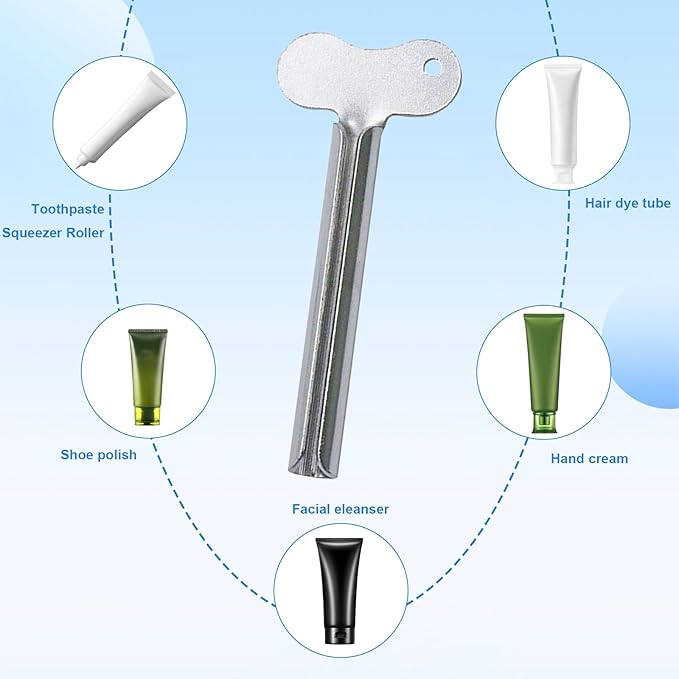 6 Pcs Toothpaste Squeezer, Metal Tube Squeezers, Stainless Steel Toothpaste Keys Roller Tube, Manual Dispenser Roller Tube Wringer for Toothpaste Paint,Cream, Cosmetic and Hair Dye(Silver)