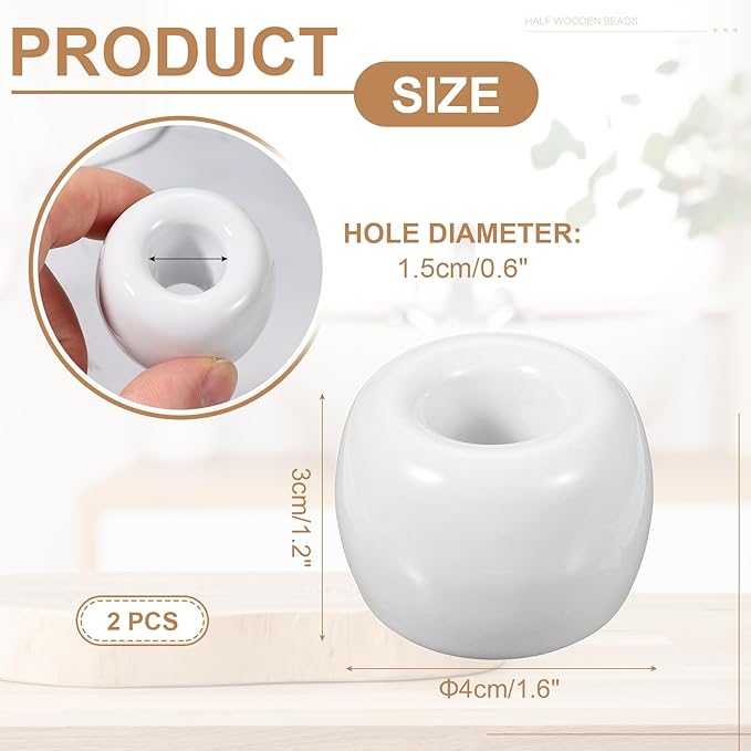 uxcell 2 Pcs Mini Ceramics Toothbrush Holder Stands, Sleek Mini Countertop Toothbrush Round Shape Ceramic Holder Stand for Bathroom Vanity Countertops, White