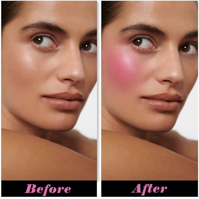 Rose Pink Single Matte for Face Cheeks Blush, Natural Hot Pink Cream Blushes Makeup Palette, Redpink Monochrome Blush Powder Palette Makeup for Older Women, Blushes Foundation for Every Day 02