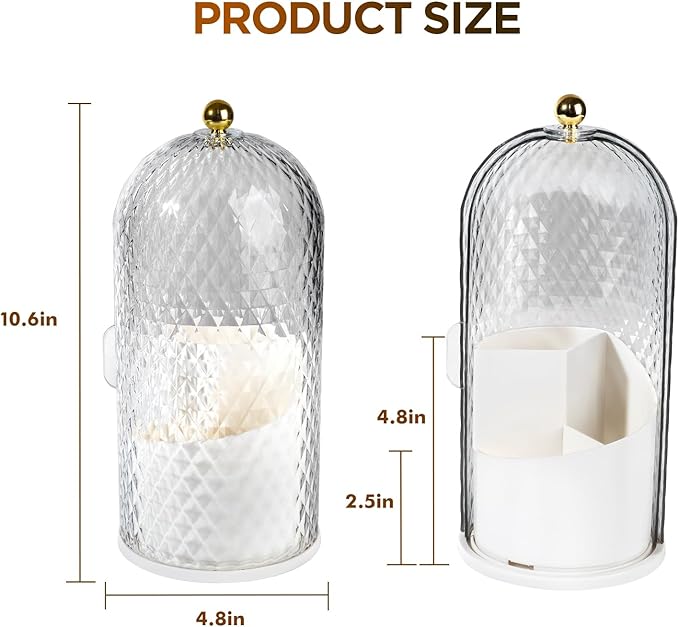 3 Slots Toothbrush Holders with Lid, Rotating Concealed Tooth Brush Holders for Bathroom, Countertop Toothbrush Holder with Cover, Toothpaste Holder for Bathrooms, Makeup Brush Holder(White)