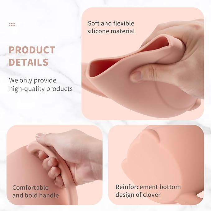 Baby Bath Rinse Cup - Children's Shampoo and Body Wash Rinse Cup with Easy Grip Handle for Rinsing Baby Shampoo and Soap - Food Grade Silicone - Penguin (Pink)