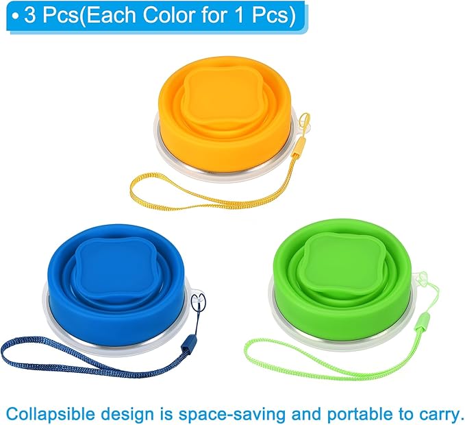PATIKIL Collapsible Travel Cup, 3 Pack 200mL Travel Folding Cup Silicone Mug Portable Drinking Cup Set for Camping Outdoor, Blue Green Yellow