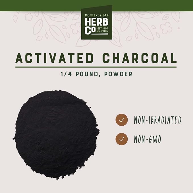 MONTEREY BAY HERB CO. Activated Charcoal Powder | Use for Body Care, Face Masks, Toothpaste (1/4lb)