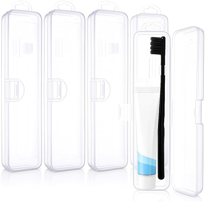 5 Pieces Portable Travel Toothbrush Case, Travel Toothbrush Holder Hard Plastic Dust-proof Toothbrush Container Toothpaste Box Holder for Travel Use (Clear)