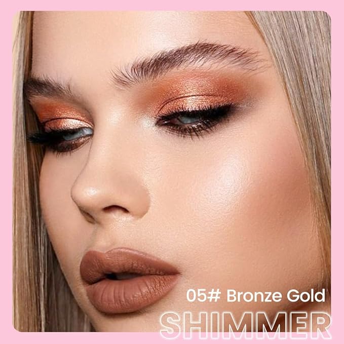 2-in-1 Cream Eyeshadow & Highlighter Stick, Waterproof Bronze Gold Shimmer Eye Shadow Pencil for Women, Long-Lasting Pigmented Makeup, sombras para ojos 05