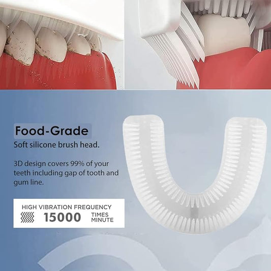 FULYA Ultrasonic Toothbrush with Teeth Whitening Mousse, Automatic Tooth Brush for Adult, 360° Sonic Toothbrushes Waterproof, Rechargeable Electric Ultrasonic Tooth whitening Brush